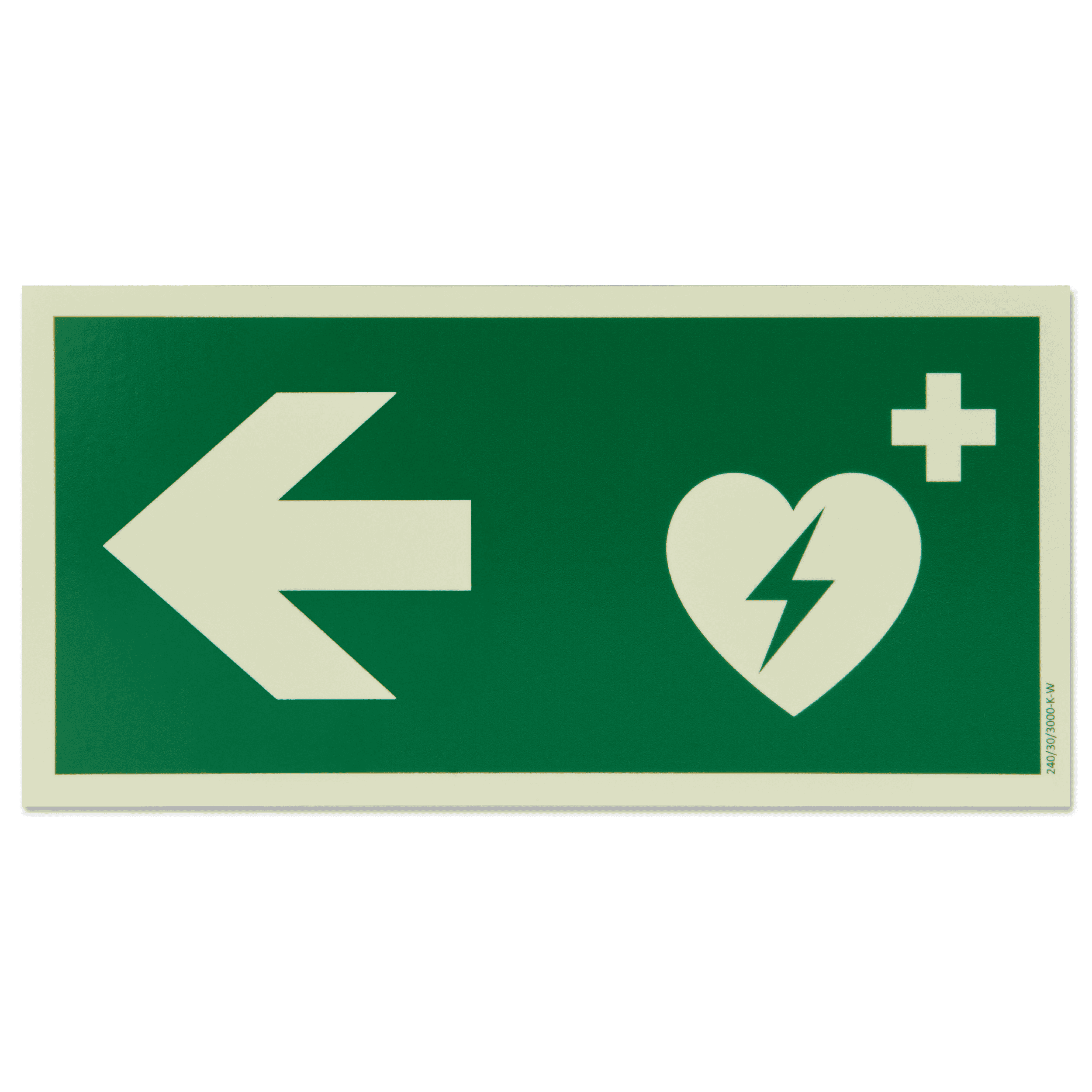 aed hinweisschild mit pfeil nach links (photolumineszierend, langnachleuchtend)