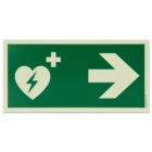 aed hinweisschild mit pfeil nach rechts (photolumineszierend, langnachleuchtend)