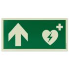 defibrillator aed hinweisschild mit pfeil nach vorne bzw oben (photolumineszierend, langnachleuchtend)