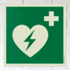 defibrillator aed hinweisschild mit aed piktogramm (photolumineszierend, langnachleuchtend)